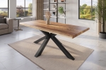 Esstisch Baumkante massiv Mango rough 200 x 100 Spider-Gestell schwarz ATLAS