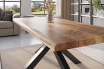 Esstisch Baumkante massiv Mango rough 200 x 100 Spider-Gestell schwarz ATLAS