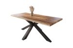 Esstisch Baumkante massiv Mango rough 220 x 100 Spider-Gestell schwarz ATLAS
