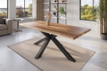 Esstisch Baumkante massiv Mango rough 220 x 100 Spider-Gestell schwarz ATLAS