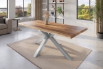 Esstisch Baumkante massiv Mango rough 220 x 100 Spider-Gestell silber ATLAS