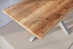 Esstisch Baumkante massiv Mango rough 220 x 100 Spider-Gestell silber ATLAS