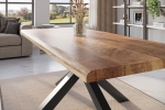 Esstisch Baumkante massiv Mango rough 240 x 100 Spider-Gestell schwarz ATLAS
