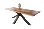Esstisch Baumkante massiv Mango rough 260 x 100 Spider-Gestell schwarz ATLAS