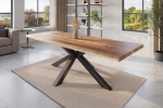 Esstisch Baumkante massiv Mango rough 260 x 100 Spider-Gestell schwarz ATLAS