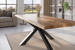 Esstisch Baumkante massiv Mango rough 260 x 100 Spider-Gestell schwarz ATLAS