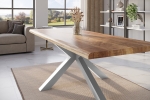 Esstisch Baumkante massiv Mango rough 300 x 100 Spider-Gestell silber ATLAS