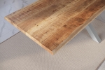Esstisch Baumkante massiv Mango rough 300 x 100 Spider-Gestell silber ATLAS