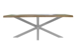 Esstisch Baumkante massiv Akazie Natur 160 x 85 Spider-Gestell silber TIM