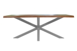 Esstisch Baumkante massiv Akazie Nussbaum 180 x 90 Spider-Gestell silber TIM