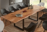 Esstisch Baumkante Akazie natur 120(200)x90 Ansteckplatten schwarz ADINA