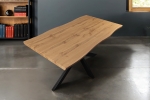 Esstisch Baumkante Holz Wildeiche-Optik 140 x 80 Spider-Gestell schwarz JOSY