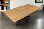 Esstisch Baumkante Holz Nussbaum-Optik 180 x 90 Spider-Gestell schwarz JOSY