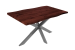 Esstisch Baumkante Holz Nussbaum-Optik 120 x 80 Spider-Gestell silber JOSY