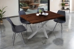 Esstisch Baumkante Holz Nussbaum-Optik 120 x 80 Spider-Gestell silber JOSY