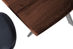 Esstisch Baumkante Holz Nussbaum-Optik 120 x 80 Spider-Gestell silber JOSY