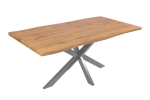Esstisch Baumkante Holz Wildeiche-Optik 180 x 90 Spider-Gestell silber JOSY