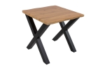 Esstisch Baumkante Holz-Optik Wildeiche 80 x 80 X-Gestell schwarz JOSY