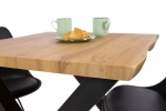 Esstisch Baumkante Holz-Optik Wildeiche 80 x 80 X-Gestell schwarz JOSY