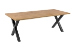 Esstisch Baumkante Holz-Optik Wildeiche 220 x 100 X-Gestell schwarz JOSY