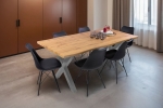 Esstisch Baumkante Holz Wildeiche-Optik 180 x 90 X-Gestell silber JOSY