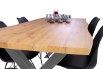 Esstisch Baumkante Holz Wildeiche-Optik 180 x 90 X-Gestell silber JOSY