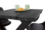 Esstisch Baumkante Holz-Optik Grau 80 x 80 X-Gestell schwarz JOSY