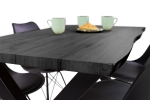Esstisch Baumkante Holz-Optik Grau 120 x 80 X-Gestell schwarz JOSY