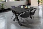 Esstisch Baumkante Holz-Optik Grau 140 x 80 X-Gestell schwarz JOSY