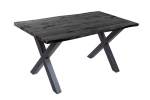 Esstisch Baumkante Holz-Optik Grau 160 x 85 X-Gestell schwarz JOSY