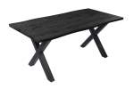 Esstisch Baumkante Holz-Optik Grau 180 x 90 X-Gestell schwarz JOSY