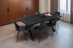 Esstisch Baumkante Holz-Optik Grau 180 x 90 X-Gestell schwarz JOSY