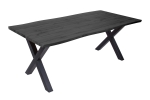 Esstisch Baumkante Holz-Optik Grau 200 x 100 X-Gestell schwarz JOSY