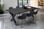Esstisch Baumkante Holz-Optik Grau 200 x 100 X-Gestell schwarz JOSY
