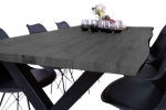 Esstisch Baumkante Holz-Optik Grau 200 x 100 X-Gestell schwarz JOSY