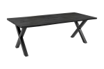 Esstisch Baumkante Holz-Optik Grau 220 x 100 X-Gestell schwarz JOSY