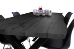 Esstisch Baumkante Holz-Optik Grau 220 x 100 X-Gestell schwarz JOSY