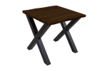 Esstisch Baumkante Holz-Optik Nussbaum 80 x 80 X-Gestell schwarz JOSY