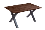 Esstisch Baumkante Holz-Optik Nussbaum 160 x 85 X-Gestell schwarz JOSY