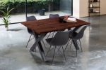 Esstisch Baumkante Holz-Optik Nussbaum 160 x 85 X-Gestell schwarz JOSY
