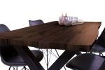 Esstisch Baumkante Holz-Optik Nussbaum 160 x 85 X-Gestell schwarz JOSY