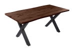 Esstisch Baumkante Holz-Optik Nussbaum 180 x 90 X-Gestell schwarz JOSY
