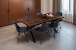 Esstisch Baumkante Holz-Optik Nussbaum 180 x 90 X-Gestell schwarz JOSY