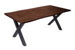 Esstisch Baumkante Holz-Optik Nussbaum 200 x 100 X-Gestell schwarz JOSY
