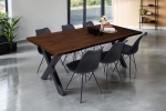 Esstisch Baumkante Holz-Optik Nussbaum 200 x 100 X-Gestell schwarz JOSY