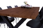 Esstisch Baumkante Holz-Optik Nussbaum 200 x 100 X-Gestell schwarz JOSY