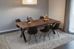 Esstisch Baumkante Holz-Optik Nussbaum 220 x 100 X-Gestell schwarz JOSY