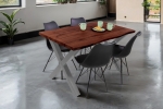 Esstisch Baumkante Holz-Optik Nussbaum 120 x 80 X-Gestell silber JOSY