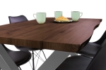 Esstisch Baumkante Holz-Optik Nussbaum 120 x 80 X-Gestell silber JOSY