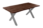 Esstisch Baumkante Holz-Optik Nussbaum 180 x 90 X-Gestell silber JOSY
